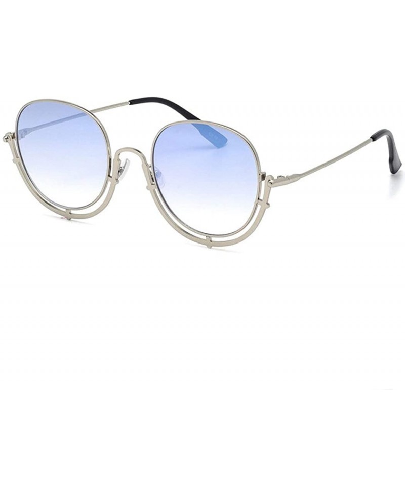 Aviator Women's Siamese Frame Sunglasses - Color Film Ocean Metal Sheet Fashion UV Protection Sunglasses - E - CH18SMWLORK $4...