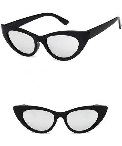 Oval Unisex Sunglasses Retro Black White White Drive Holiday Oval Non-Polarized UV400 - C418RLX3SWQ $9.86