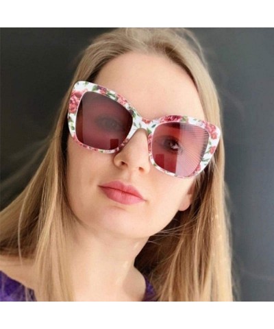 Aviator Big Frame Cat Eye Sunglasses Men Women Fashion Shades UV400 C7 Leopard Tea - C8 Red - CE18YZWDDUM $10.52