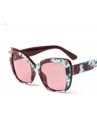 Aviator Big Frame Cat Eye Sunglasses Men Women Fashion Shades UV400 C7 Leopard Tea - C8 Red - CE18YZWDDUM $10.52