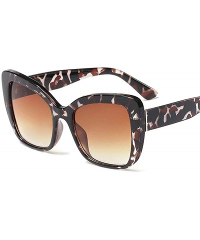 Aviator Big Frame Cat Eye Sunglasses Men Women Fashion Shades UV400 C7 Leopard Tea - C8 Red - CE18YZWDDUM $10.52