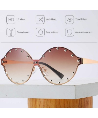 Sport Classic Oval Rivet Sunglasses for Women Studded Eyeglasses UV400 Protection WS074 - CT190HOZIQM $7.64