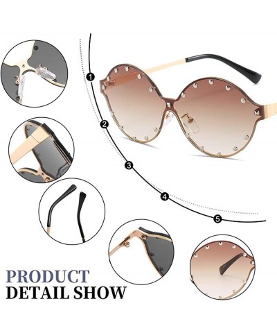 Sport Classic Oval Rivet Sunglasses for Women Studded Eyeglasses UV400 Protection WS074 - CT190HOZIQM $7.64