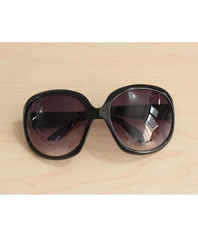 Oval Women Retro Style Anti-UV Sunglasses Big Frame Fashion Sunglasses Sunglasses - Black - CX197ZM3WIR $14.70