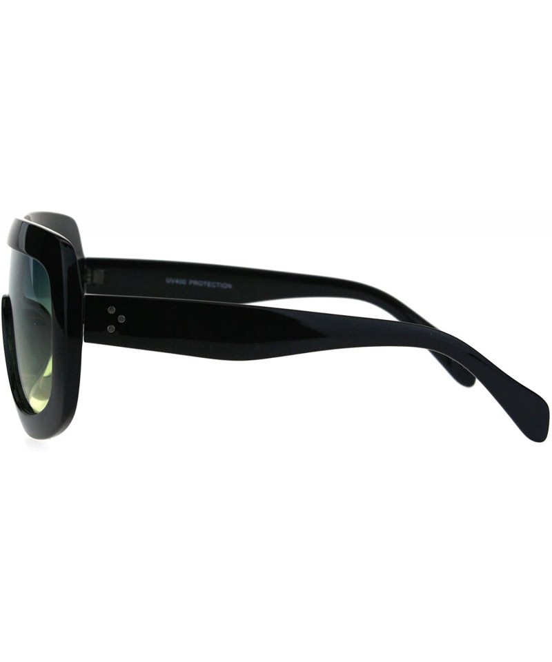 Robotic Retro Funky Shield Oversize Flat Top Racer Sunglasses - Black ...