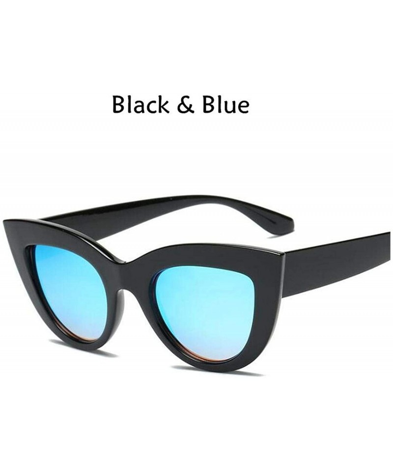 Cat Eye Cat Eye Women Sunglasses Tinted Color Lens Men Vintage Shaped Sun Glasses Eyewear Blue - Bblue - C11985EDGMH $30.99