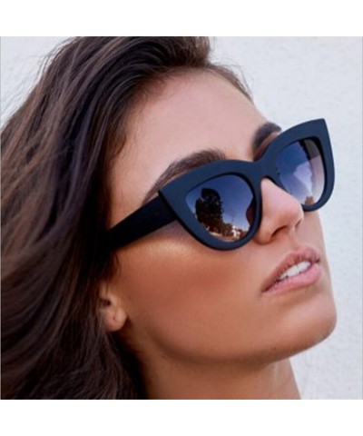 Cat Eye Cat Eye Women Sunglasses Tinted Color Lens Men Vintage Shaped Sun Glasses Eyewear Blue - Bblue - C11985EDGMH $30.99