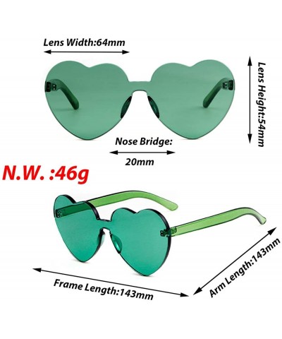 Goggle Heart Shaped Rimless Sunglasses Clout Goggles Candy Clear Lens Sun Glasses for Women Girls - Purple+dark Green - CT192...