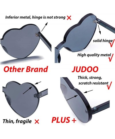 Goggle Heart Shaped Rimless Sunglasses Clout Goggles Candy Clear Lens Sun Glasses for Women Girls - Purple+dark Green - CT192...