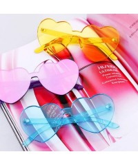 Goggle Heart Shaped Rimless Sunglasses Clout Goggles Candy Clear Lens Sun Glasses for Women Girls - Purple+dark Green - CT192...