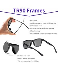 Rectangular Polarized Sunglasses for Men Al-Mg TR90 Mens Sunglasses Retro Driving Shades - C6 Silver Lens/Black Frame - CE196...