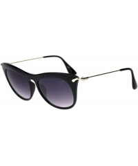 Oversized Womens Designer Fashion Chic Cat Eye Plastic Sunglasses - Black Smoke - CN18RRKNA67 $11.40