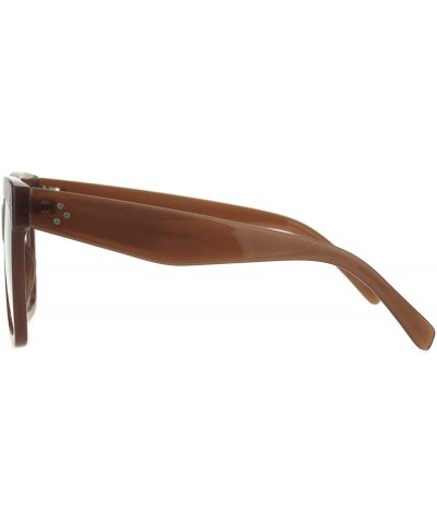 Oversized Oversize Thick Plastic Nerd Rectangular Horn Rim Horned Clear Lens Glasses - Beige - CX12H5HA9KH $12.31