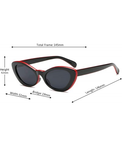 Oval Men and women Oval Sunglasses Fashion Simple Sunglasses Retro glasses - Red Black - C218LLEOTZN $11.68
