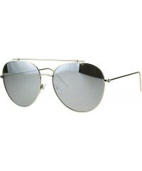 Oversized Flat Top Bar Sunglasses Retro Oversized Unisex Fashion Shades UV 400 - Silver (Silver Mirror) - CY187CZAUCH $11.31