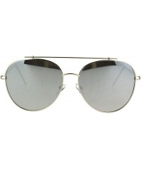 Oversized Flat Top Bar Sunglasses Retro Oversized Unisex Fashion Shades UV 400 - Silver (Silver Mirror) - CY187CZAUCH $11.31