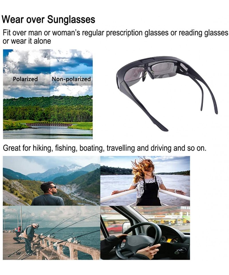 Br'Guras Fit Over Polarized UV Protection Sunglasses with Filp Up Lens Wear  over Eyeglasses for Men and Women Driving, Hiking or Fishing (Blue
