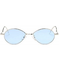 Oval Fashion Sunglasses Vintage Oval Marine Lens Female Men Sunglasses - Blue - CU18EGYW9MH $7.25