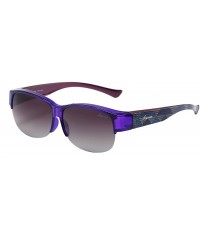 Semi-rimless Unisex Polarized LensCovers Sunglasses Wear Over Prescription Glasses 8008 - Blue - C412EYG9003 $15.53