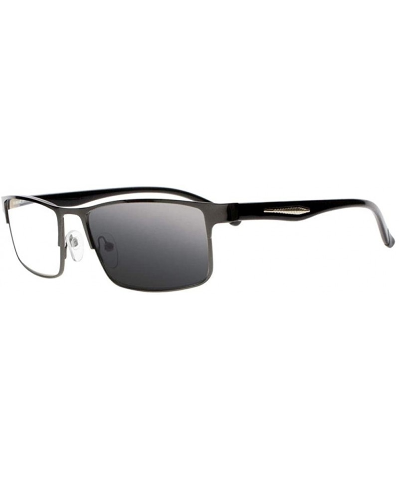 Rectangular Mens Vintage Nerd Geek Transition Photochromic Bifocal Reading Glasses UV400 Sunglasses - Black - CU18I8Q8N25 $22.72