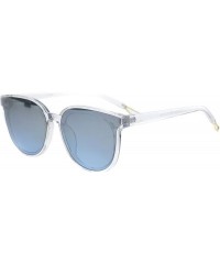 Rectangular Womens Boyfriend Style Chic Panel Lens Horn Rim Plastic Sunglasses - Clear Silver Blue - CI18GM3D0G4 $10.34