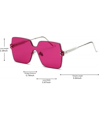 Round Fashion Rimless One Piece Clear Lens Color Candy Sunglasses 1888 - Rose Red - CN18GUCMQ06 $14.83