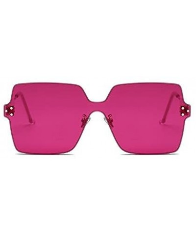 Round Fashion Rimless One Piece Clear Lens Color Candy Sunglasses 1888 - Rose Red - CN18GUCMQ06 $14.83