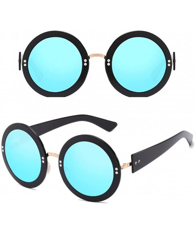 Sport Popular Design Eyewear Eyeglasses Sunglasses for Women Ladies Round Vintage - Black&blue - C11808HCN9D $14.59