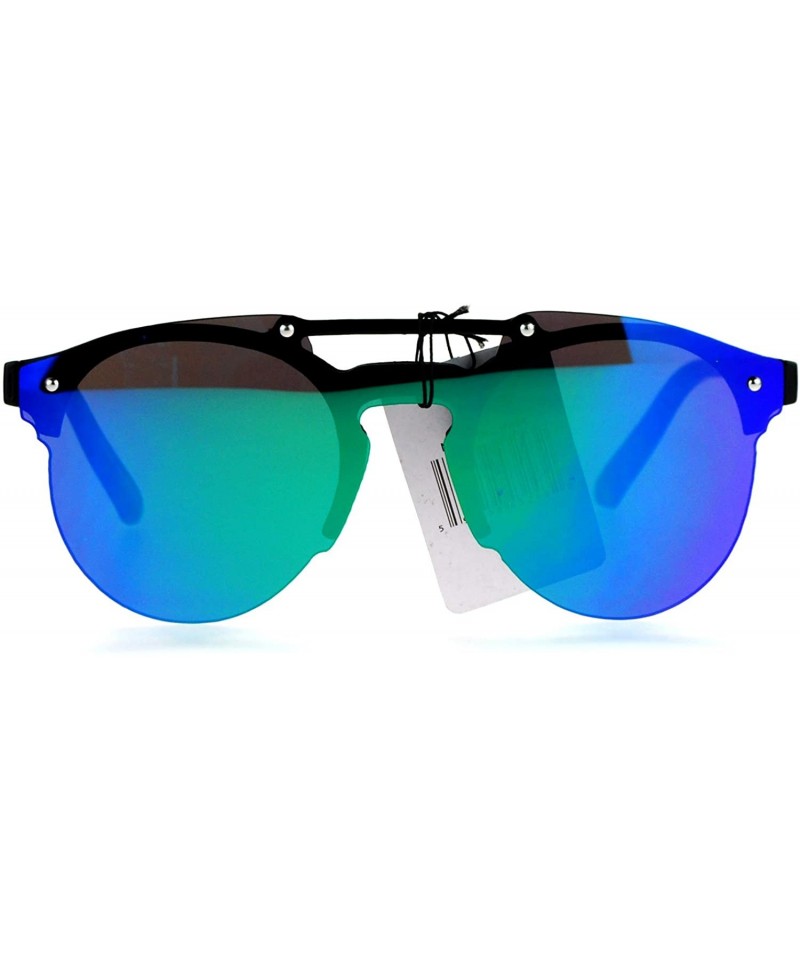 Rimless Color Mirror Flat Panel Retro Rimless Horn Rim Sunglasses - Teal - CV12LXI49ND $12.96