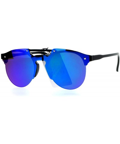 Rimless Color Mirror Flat Panel Retro Rimless Horn Rim Sunglasses - Teal - CV12LXI49ND $12.96