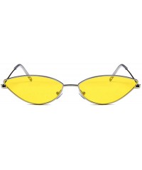 Oversized Metal Frame Women Cat Eye Sunglasses Cute Sexy Summer Retro Small Black Red Cateye Sun Glasses UV400 - Yellow - CR1...