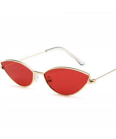 Oversized Metal Frame Women Cat Eye Sunglasses Cute Sexy Summer Retro Small Black Red Cateye Sun Glasses UV400 - Yellow - CR1...