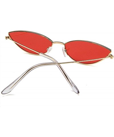 Oversized Metal Frame Women Cat Eye Sunglasses Cute Sexy Summer Retro Small Black Red Cateye Sun Glasses UV400 - Yellow - CR1...