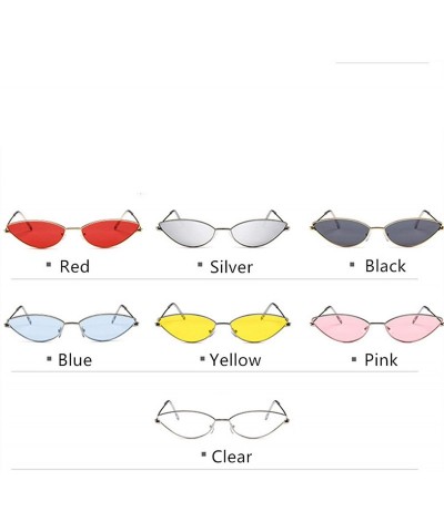 Oversized Metal Frame Women Cat Eye Sunglasses Cute Sexy Summer Retro Small Black Red Cateye Sun Glasses UV400 - Yellow - CR1...