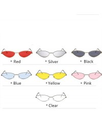 Oversized Metal Frame Women Cat Eye Sunglasses Cute Sexy Summer Retro Small Black Red Cateye Sun Glasses UV400 - Yellow - CR1...