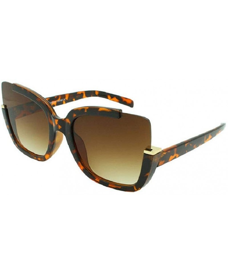 Semi Rimless Square Butterfly Sunglasses - Tortoise & Gold Frame ...