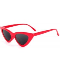 Cat Eye Retro Narrow Cat Eye Sunglasses Vintage Clout Goggles for women UV400 M97 - Red Frame/Grey Lens - C818N0CWSK8 $16.79