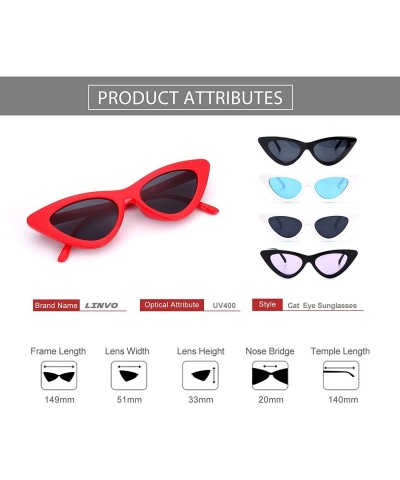 Cat Eye Retro Narrow Cat Eye Sunglasses Vintage Clout Goggles for women UV400 M97 - Red Frame/Grey Lens - C818N0CWSK8 $16.79