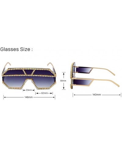 Square Fashion Square Diamond Sunglasses Personality Luxury Metal Frame Rhinestone Glasses - 8 - C2190EX7Q62 $36.63