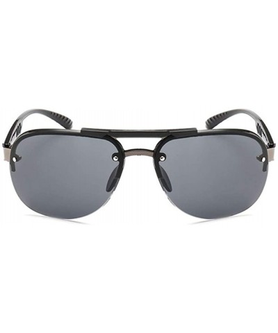Round Men Large Pilot Sunglasses Male Shades UV400 Lens Fashion Vintage Eyewear - Double Brown - CJ199Q0WWAA $9.78