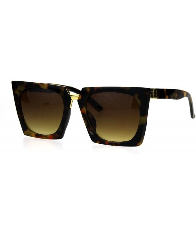 Cat Eye Womens Squared Rectangular Futuristic 80s Goth Cat Eye Sunglasses - Tortoise Gold - CG17Z4HRC78 $11.59