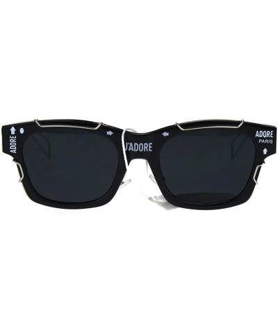 Sport Womens Boyfriend Horned Sport Vintage Plastic Sunglasses - Black Silver - CL186H6MMXQ $12.70