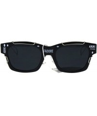 Sport Womens Boyfriend Horned Sport Vintage Plastic Sunglasses - Black Silver - CL186H6MMXQ $12.70