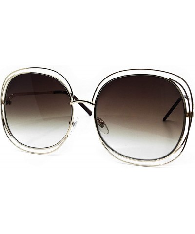 Sport 562 Premium Oversized XXL Aviator True Oversize Huge Round Fashion Sunglass Womens - Brown - CZ18I62ZC4Q $17.86