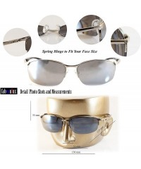 Rectangular Mens Sports Driving Semi-Rimless Rectangular Smoke Lens Sunglasses Spring Hinge A066 - Black/ Black Sd - CK189HH0...