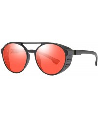 Oversized Women's Retro Polarized Sunglasses Cat Eye Shaped Striped Trim Sunglasses - Red - CA18RIG27MS $8.54