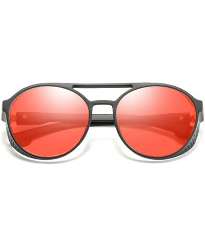 Oversized Women's Retro Polarized Sunglasses Cat Eye Shaped Striped Trim Sunglasses - Red - CA18RIG27MS $8.54