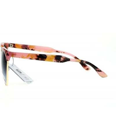 Butterfly Womens Luxury Fashion Butterfly Half Rim Floral Print Sunglasses - Pink - CQ12HVJAKBR $11.22