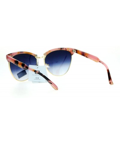 Butterfly Womens Luxury Fashion Butterfly Half Rim Floral Print Sunglasses - Pink - CQ12HVJAKBR $11.22