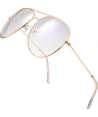 Oversized Classic Aviator Frame Light Color Lens XL Oversized Sunglasses Gift Box - 11-gold - CX1867DLE0T $15.14